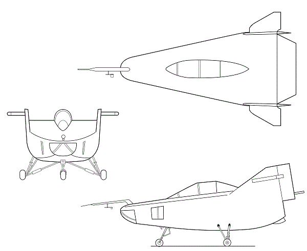 Plan 3 vues du NASA M2-F1