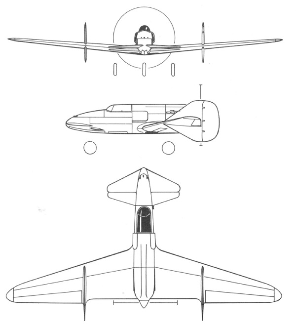 Plan 3 vues du SAI Ambrosini SS.4