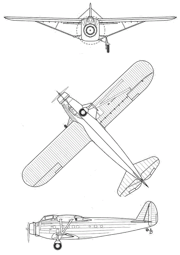 Plan 3 vues du Fairchild XC-31