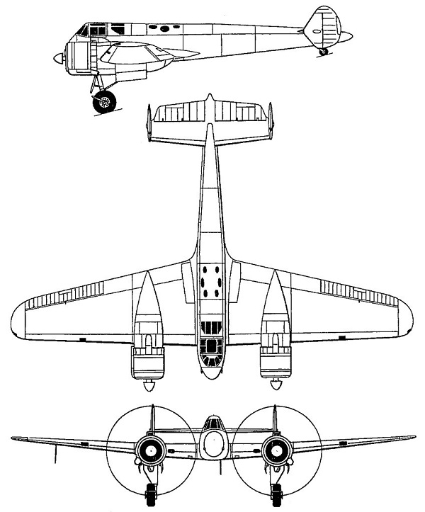 Plan 3 vues du Gloster G.39