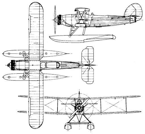 Plan 3 vues du Fairey Gordon / Seal