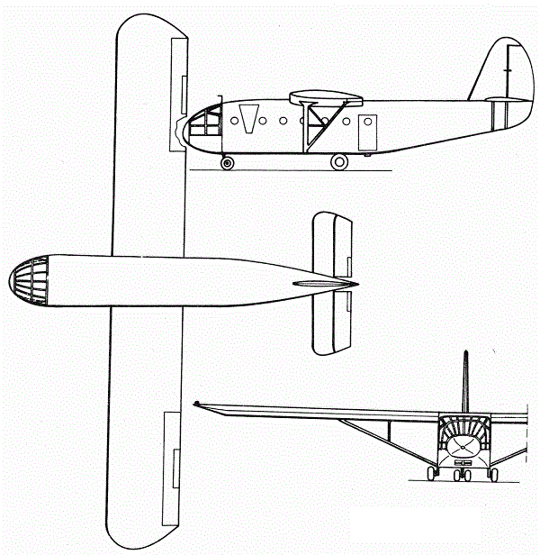 Plan 3 vues du Waco CG-13