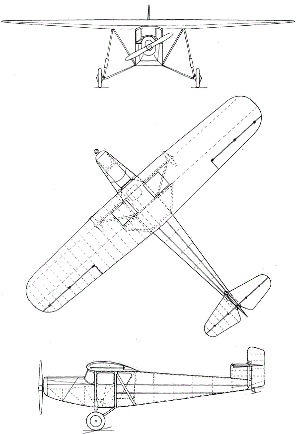 Plan 3 vues du Desoutter Mark I / Mark II