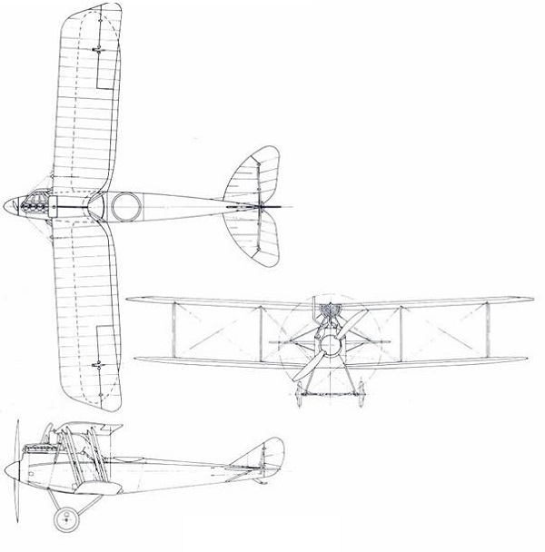 Plan 3 vues du Rumpler C.IV