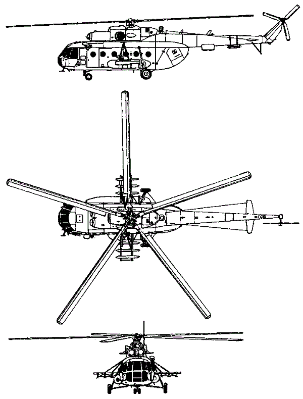 Plan 3 vues du Mil Mi-17 ‘Hip-H’