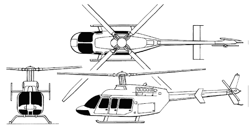 Plan 3 vues du Bell 407