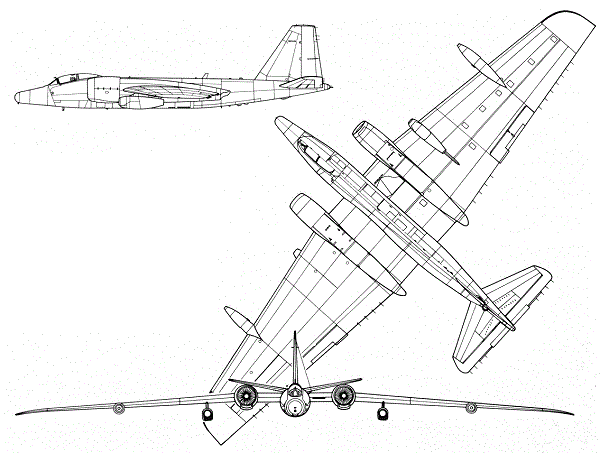 Plan 3 vues du General Dynamics WB-57 Night Intruder