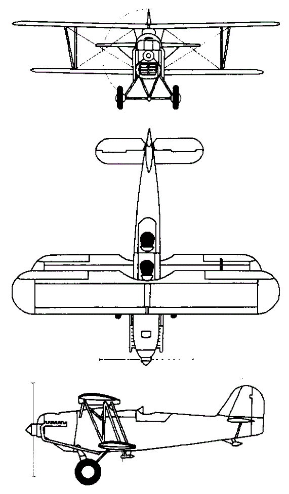 Plan 3 vues du Heinkel He 45