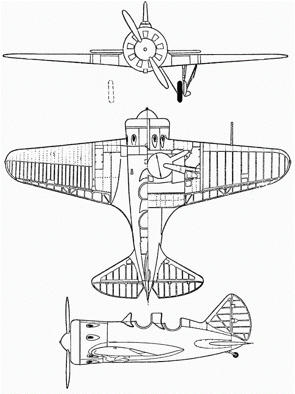 Plan 3 vues du Polikarpov UTI-4 'Mast'