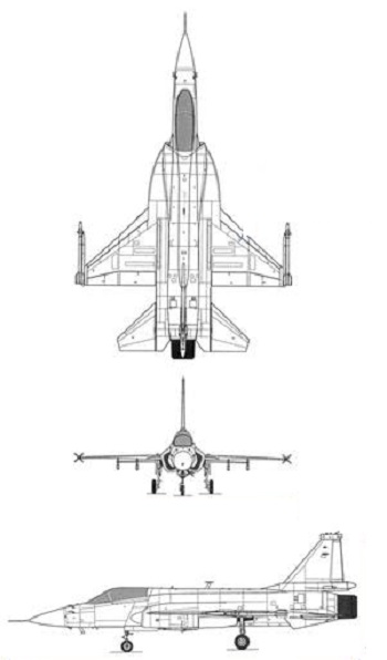 Plan 3 vues du Chengdu/PAC JF-17 Thunder