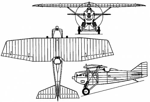 Plan 3 vues du Dewoitine D.1