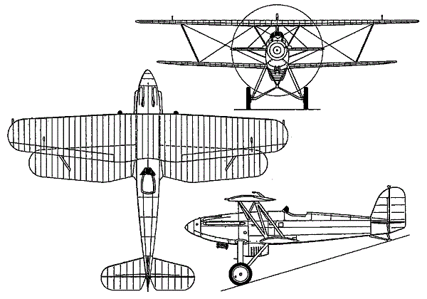 Plan 3 vues du Fokker D.XVII