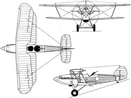 Plan 3 vues du Hawker Hartebeest