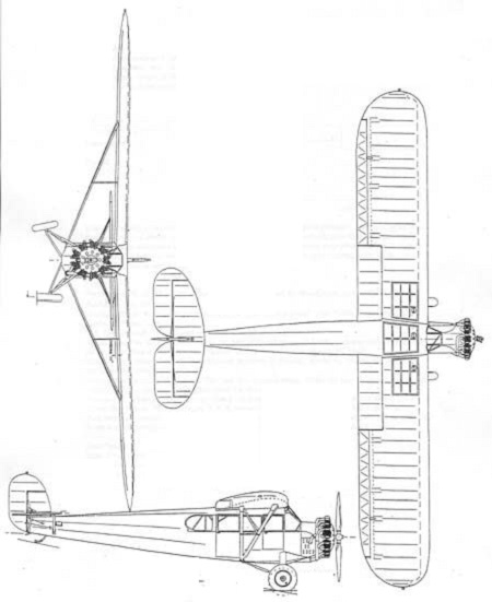 Plan 3 vues du Fairchild F-1