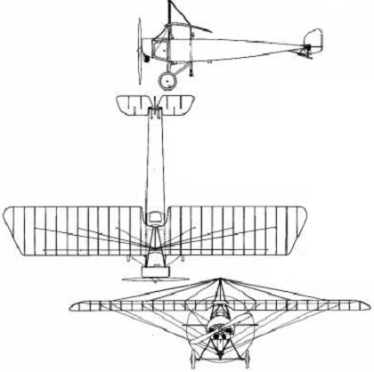 Plan 3 vues du Pfalz E.III