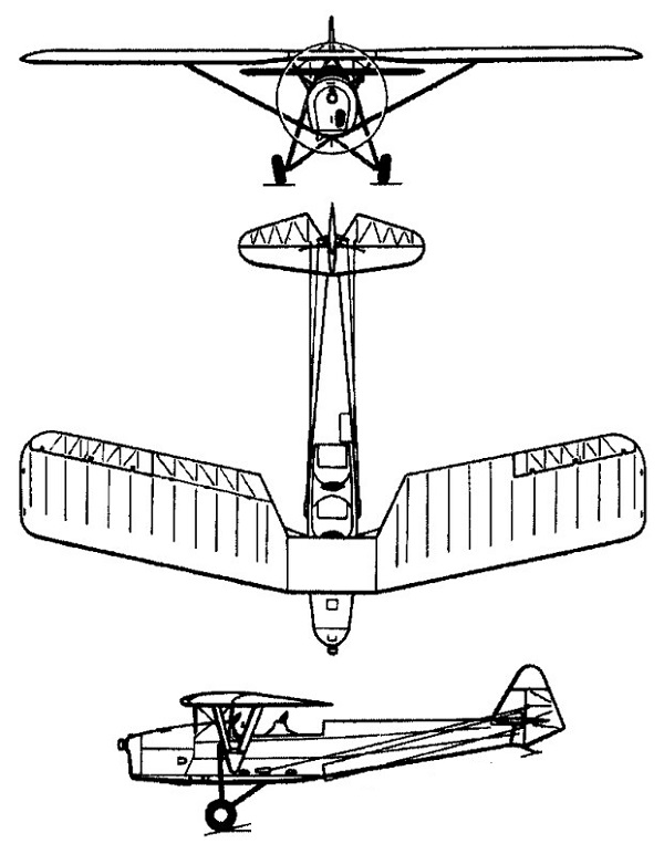 Plan 3 vues du R.W.D. RWD-8