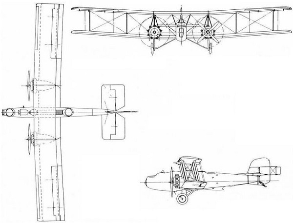 Plan 3 vues du Boulton Paul P.29 Sidestrand