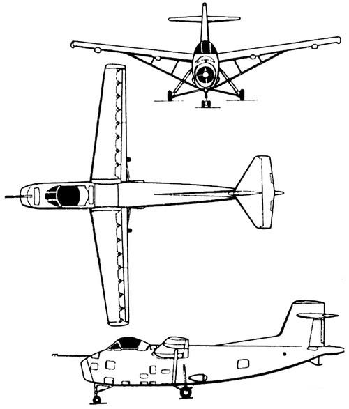 Plan 3 vues du Hunting Percival H.126