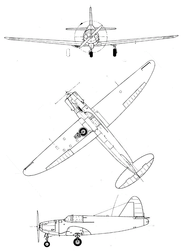 Plan 3 vues du Culver PQ-14 Cadet