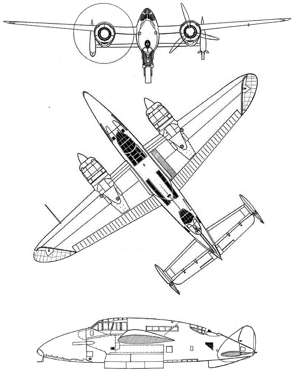 Plan 3 vues du Sud-Est SE.100