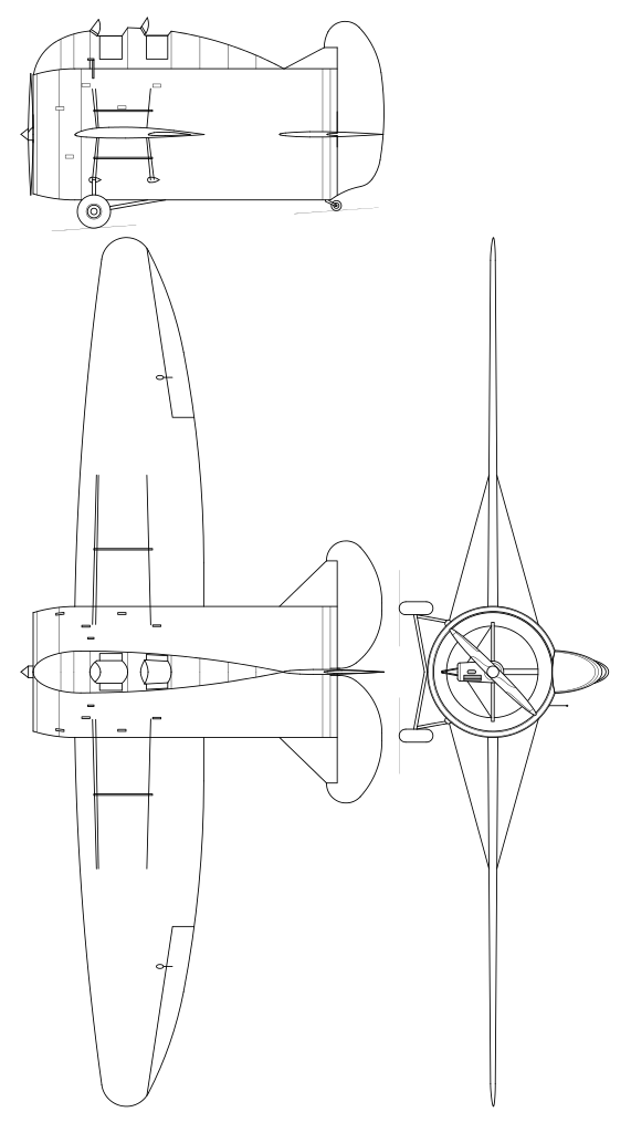 Plan 3 vues du Caproni Stipa