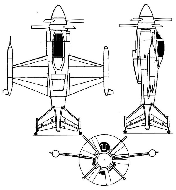 Plan 3 vues du Lockheed XFV Salmon