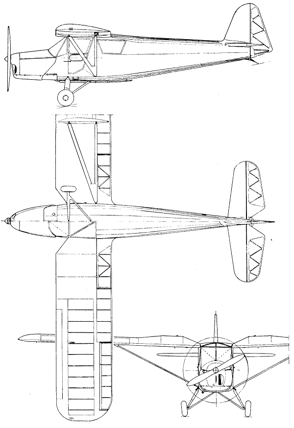 Plan 3 vues du R.W.D. RWD-13