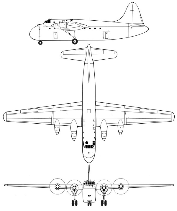 Plan 3 vues du SNCAC NC.211 Cormoran