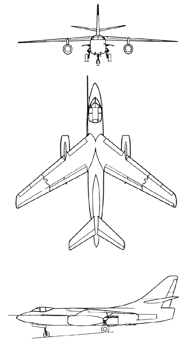 Plan 3 vues du Douglas EA-3 / RA-3 Skywarrior