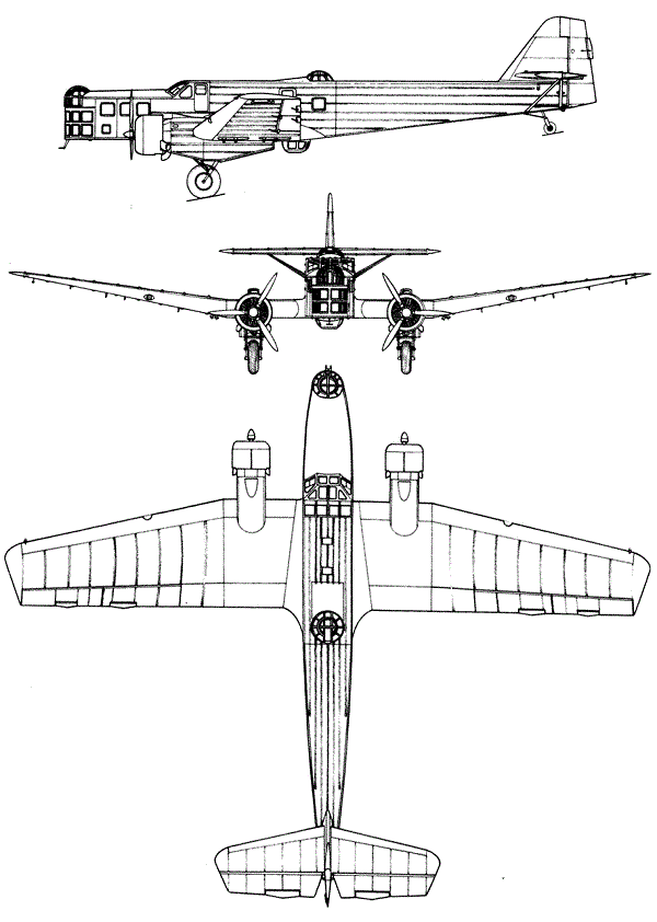 Plan 3 vues du Bloch MB.210
