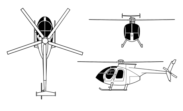 Plan 3 vues du Nardi NH.500