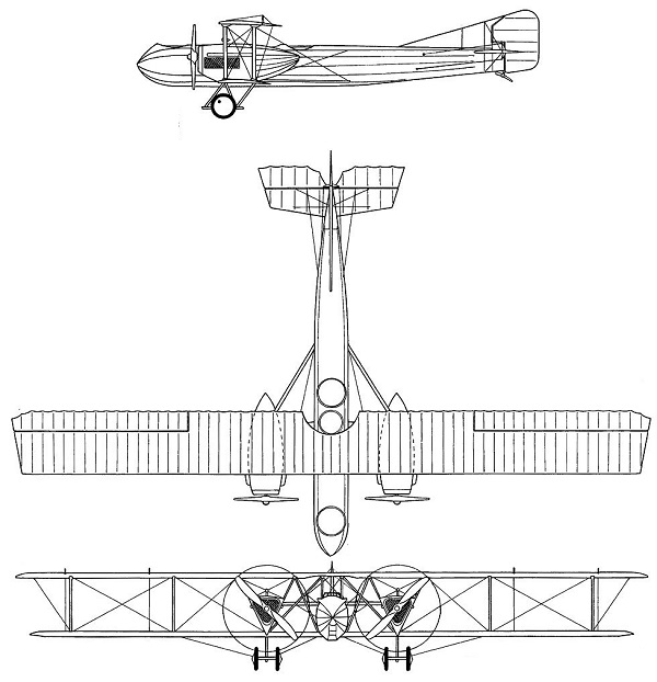 Plan 3 vues du Caudron R.11