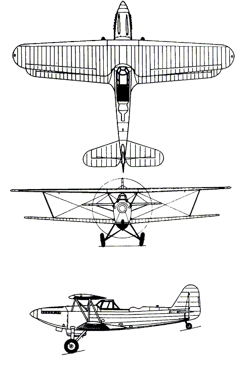 Plan 3 vues du Fokker C.X