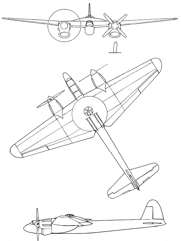 Plan 3 vues du Boulton Paul P.92/2