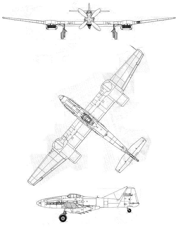 Plan 3 vues du Blohm und Voss Bv 155