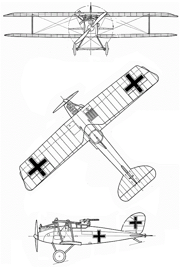 Plan 3 vues du Halberstadt CL.II