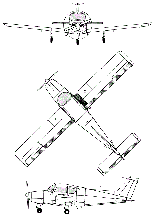 Plan 3 vues du Beechcraft CT-134 Musketeer