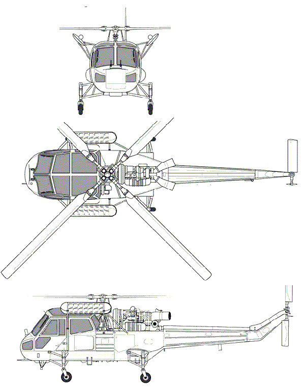 Plan 3 vues du Westland Wasp