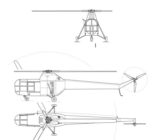 Plan 3 vues du Yakovlev Yak-100 'Hut'