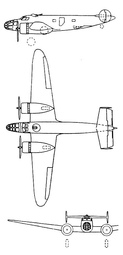 Plan 3 vues du Aero A.304