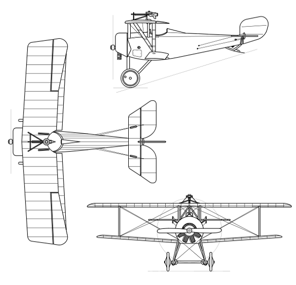 Plan 3 vues du Nieuport Nie.16