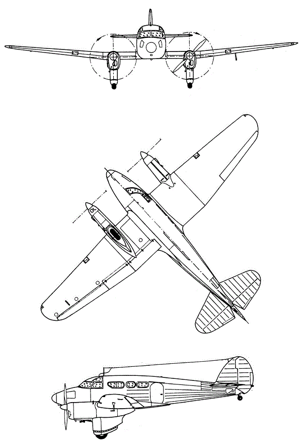 Plan 3 vues du Percival Q-6 Petrel