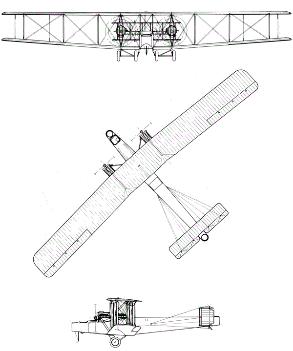 Plan 3 vues du Handley Page Type V/1500