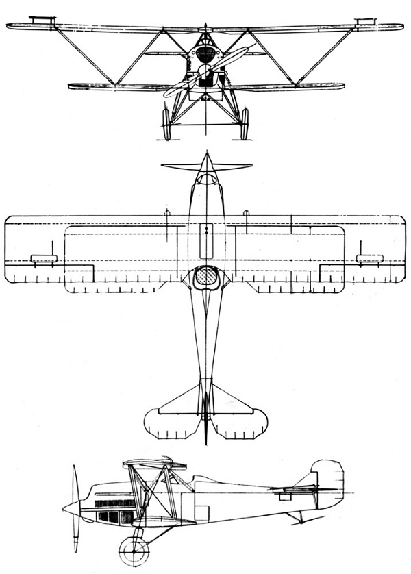 Plan 3 vues du Fiat CR.20