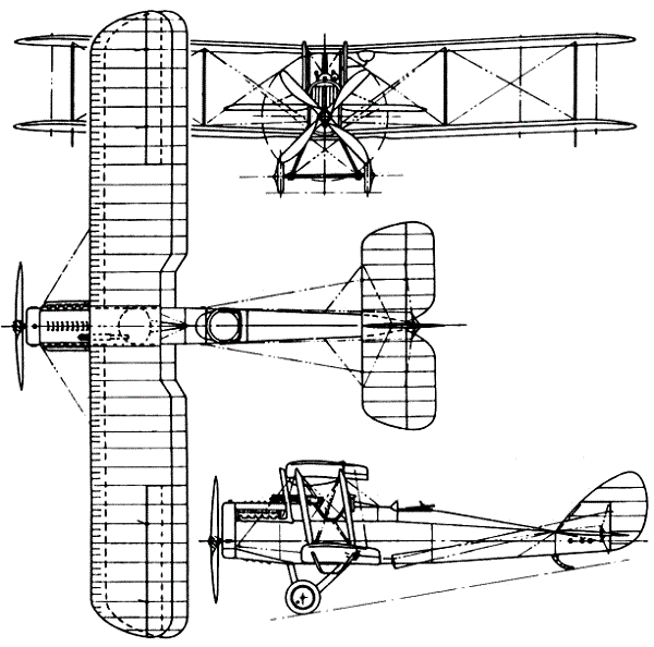 Plan 3 vues du Airco D.H.4