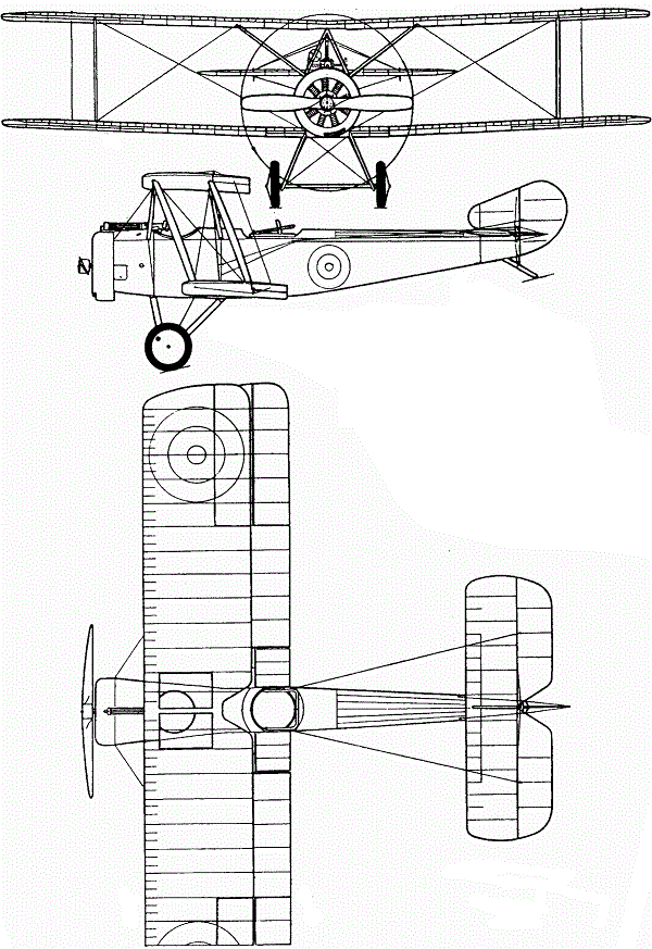 Plan 3 vues du Sopwith 1 1/2 Strutter