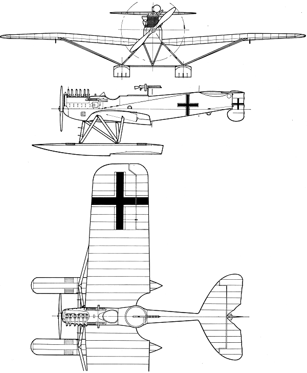 Plan 3 vues du Hansa-Brandenburg W.29