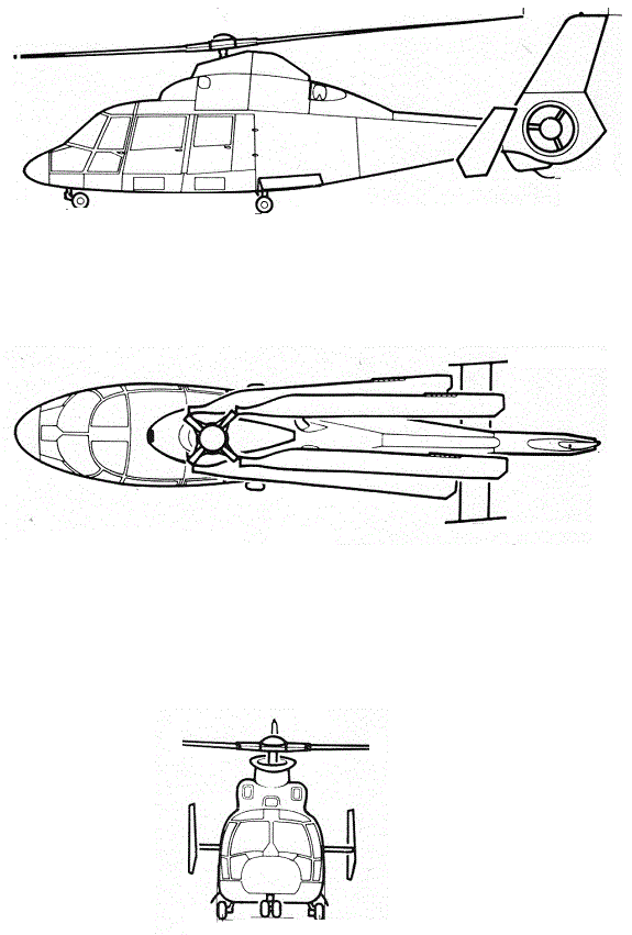 Plan 3 vues du Airbus Helicopters Dauphin N3/N3+