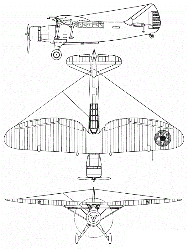 Plan 3 vues du Douglas O-31