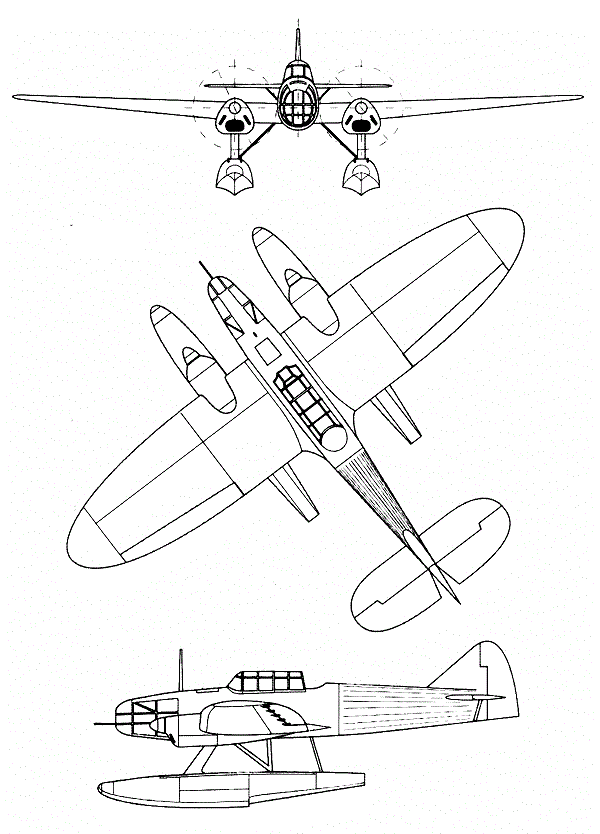 Plan 3 vues du Rogozarski SIM.XIV